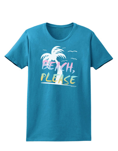 Beach Please - Summer Colors with Palm Trees Womens Dark T-Shirt-TooLoud-Turquoise-X-Small-Davson Sales