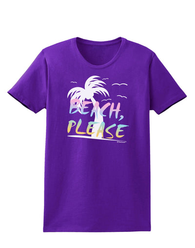 Beach Please - Summer Colors with Palm Trees Womens Dark T-Shirt-TooLoud-Purple-X-Small-Davson Sales