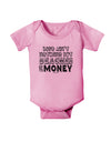 Beaches and Money Baby Romper Bodysuit by TooLoud