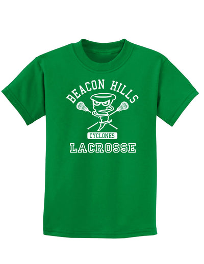 Beacon Hills Lacrosse Cyclones Childrens Dark T-Shirt-Childrens T-Shirt-TooLoud-Kelly-Green-X-Small-Davson Sales