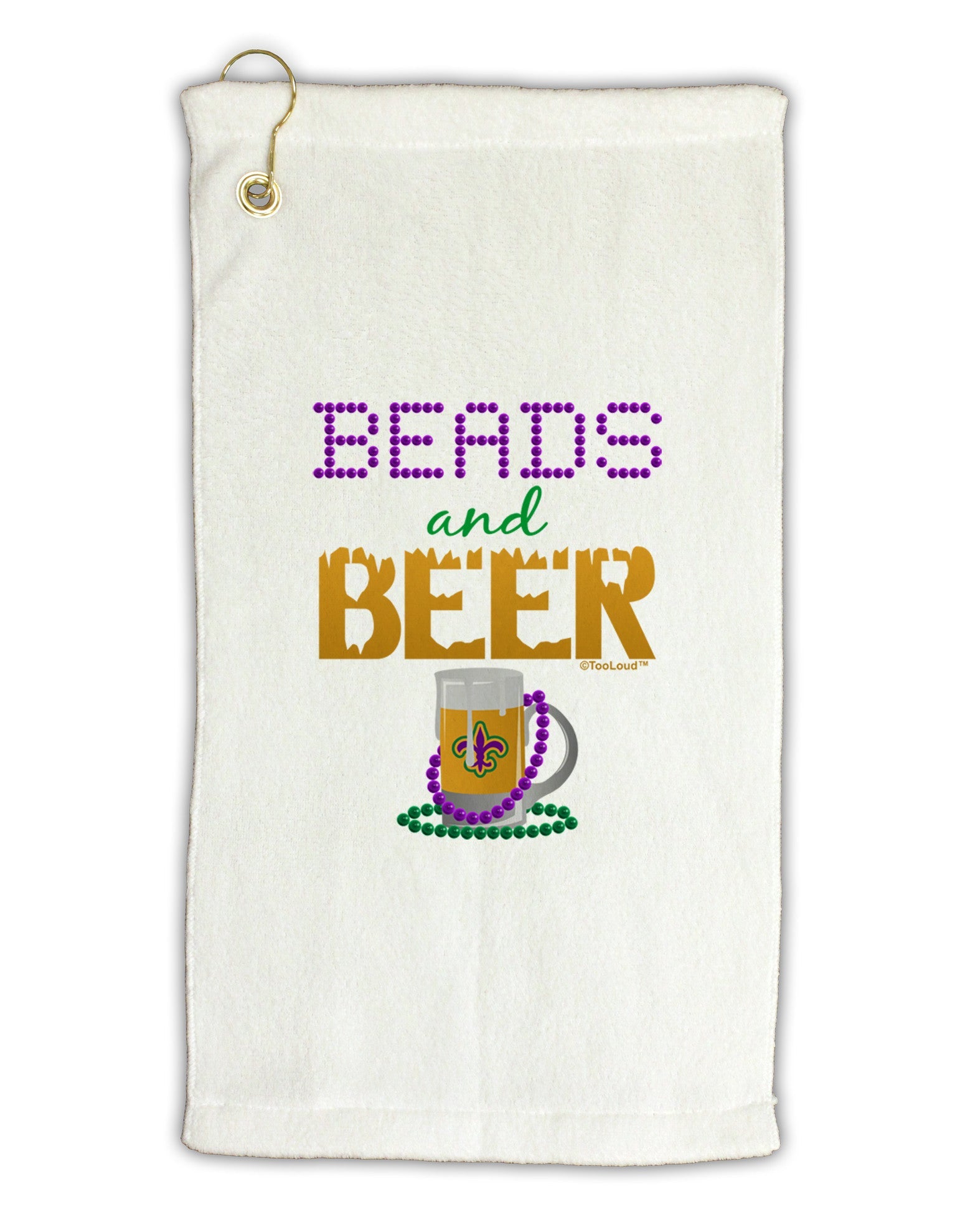 Beads And Beer Micro Terry Gromet Golf Towel 16 x 25 inch-Golf Towel-TooLoud-White-Davson Sales