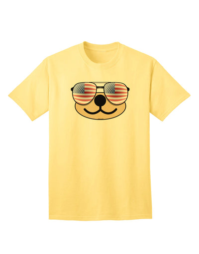 Beartholomew Patriotic Sunglasses Adult T-Shirt by Kyu-T Face-Mens T-shirts-TooLoud-Yellow-Small-Davson Sales