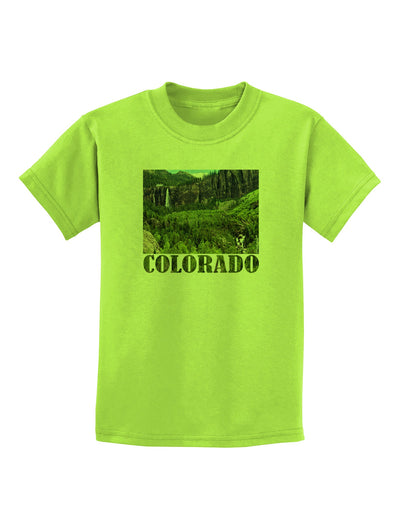 Beautiful Cliffs Colorado Childrens T-Shirt-Childrens T-Shirt-TooLoud-Lime-Green-X-Small-Davson Sales