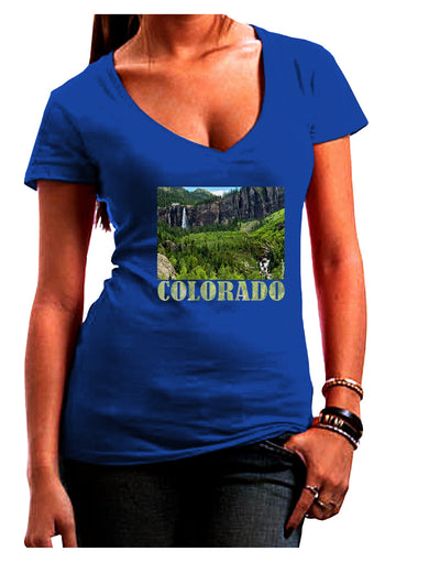 Beautiful Cliffs Colorado Juniors V-Neck Dark T-Shirt-Womens V-Neck T-Shirts-TooLoud-Royal-Blue-Juniors Fitted Small-Davson Sales