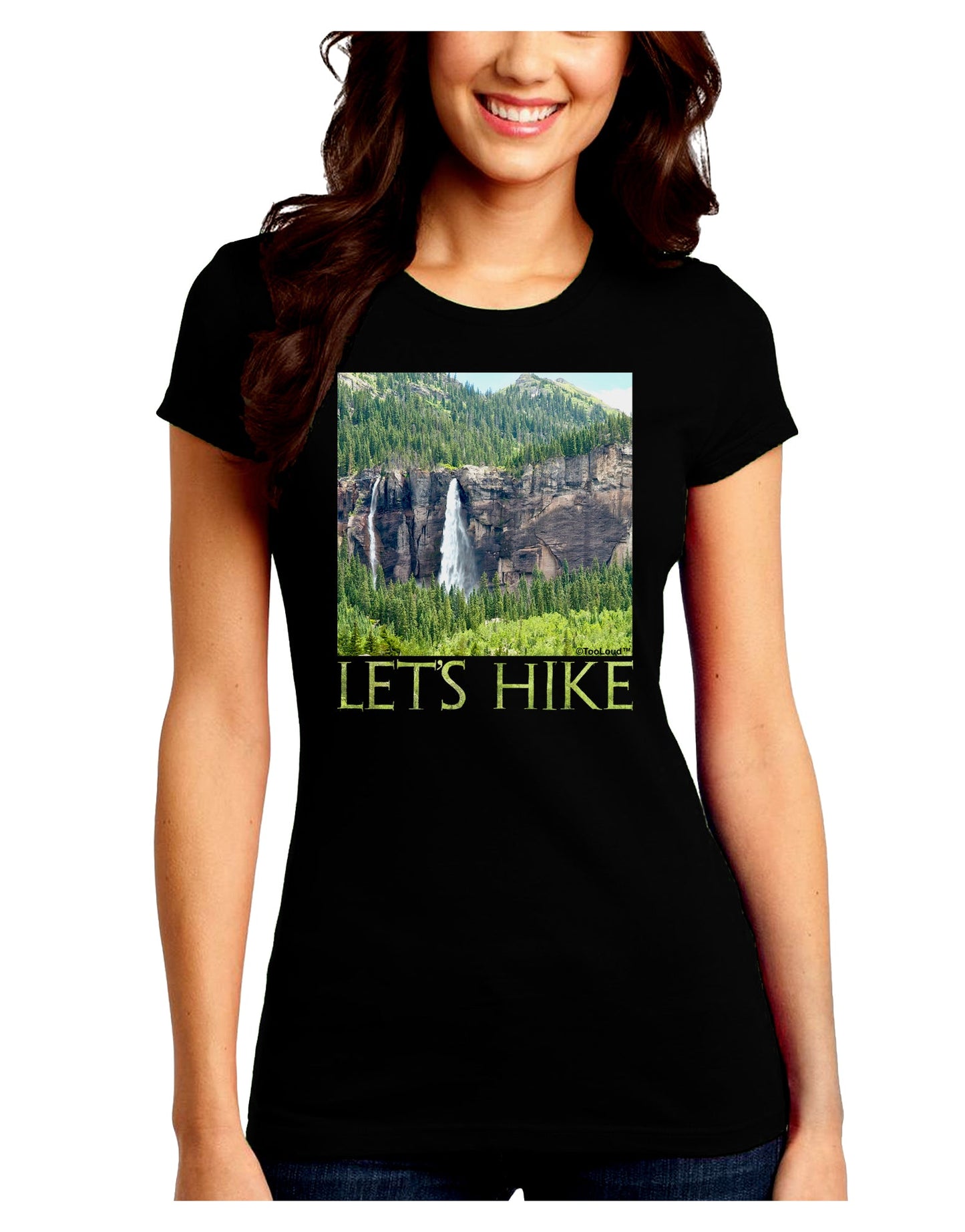 Beautiful Cliffs - Lets Hike Juniors Crew Dark T-Shirt-T-Shirts Juniors Tops-TooLoud-Black-Juniors Fitted Small-Davson Sales