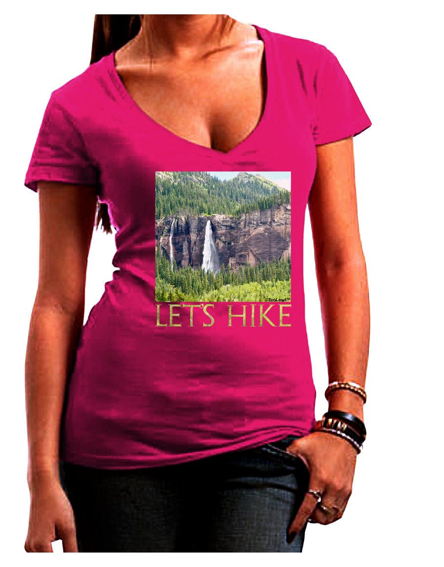 Beautiful Cliffs - Lets Hike Juniors V-Neck Dark T-Shirt-Womens V-Neck T-Shirts-TooLoud-Black-Juniors Fitted Small-Davson Sales