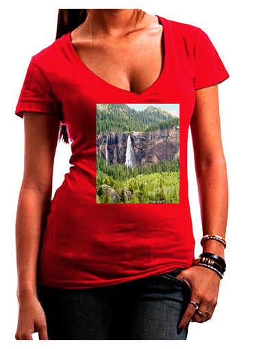 Beautiful Cliffs Nature Juniors V-Neck Dark T-Shirt-Womens V-Neck T-Shirts-TooLoud-Red-Juniors Fitted Small-Davson Sales