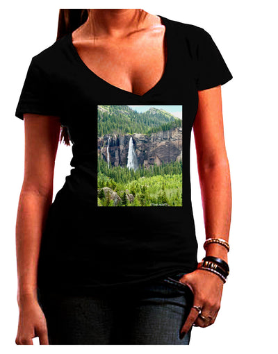 Beautiful Cliffs Nature Juniors V-Neck Dark T-Shirt-Womens V-Neck T-Shirts-TooLoud-Black-Juniors Fitted Small-Davson Sales