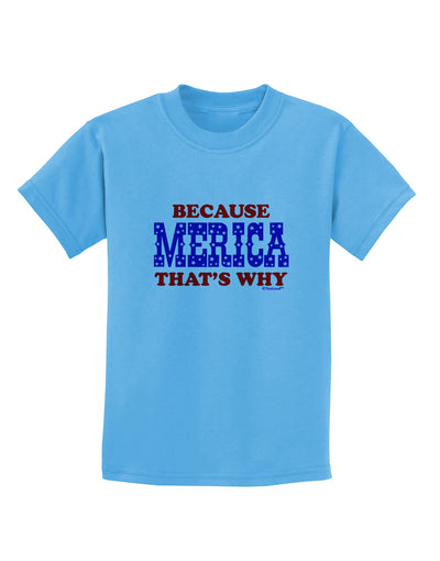 Because Merica That's Why Childrens T-Shirt-Childrens T-Shirt-TooLoud-Aquatic-Blue-X-Small-Davson Sales