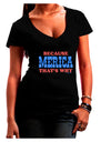 Because Merica That's Why Juniors V-Neck Dark T-Shirt-Womens V-Neck T-Shirts-TooLoud-Black-Juniors Fitted Small-Davson Sales