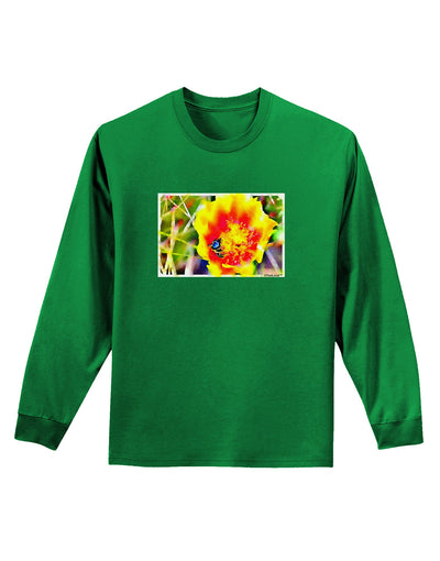 Bee Cactus Watercolor Adult Long Sleeve Dark T-Shirt-TooLoud-Kelly-Green-Small-Davson Sales