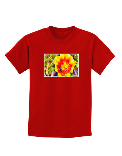 Bee Cactus Watercolor Childrens Dark T-Shirt-Childrens T-Shirt-TooLoud-Red-X-Small-Davson Sales