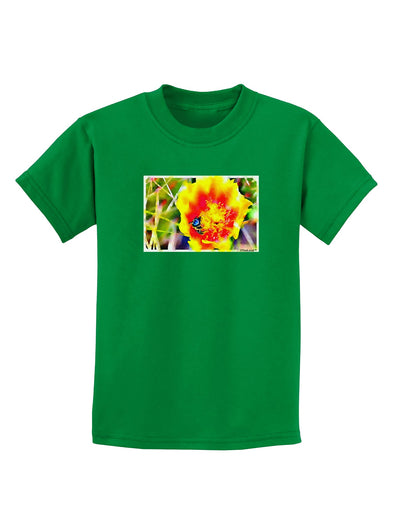 Bee Cactus Watercolor Childrens Dark T-Shirt-Childrens T-Shirt-TooLoud-Kelly-Green-X-Small-Davson Sales