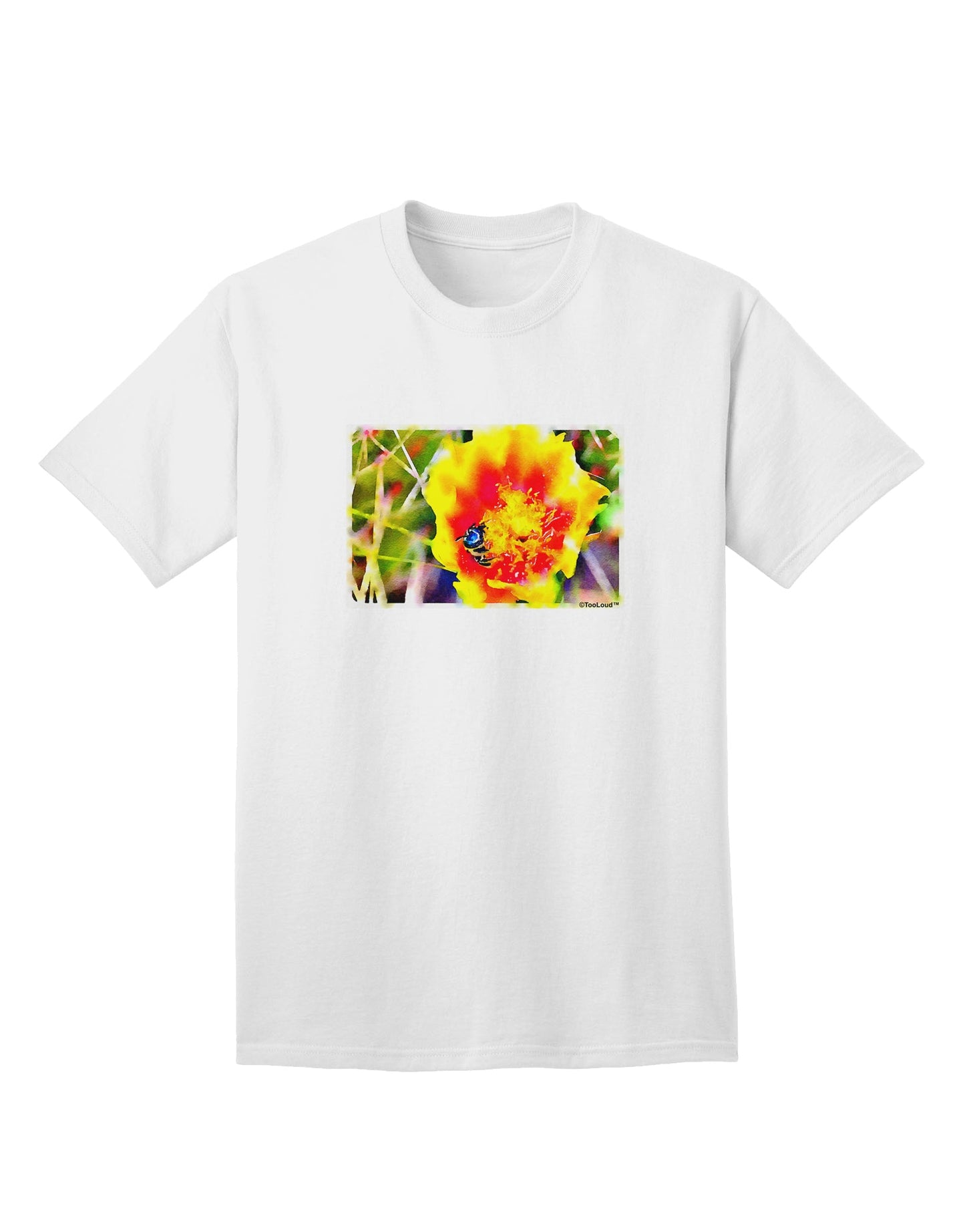 Bee Cactus Watercolor - Premium Adult T-Shirt for Artistic Expression-Mens T-shirts-TooLoud-White-Small-Davson Sales