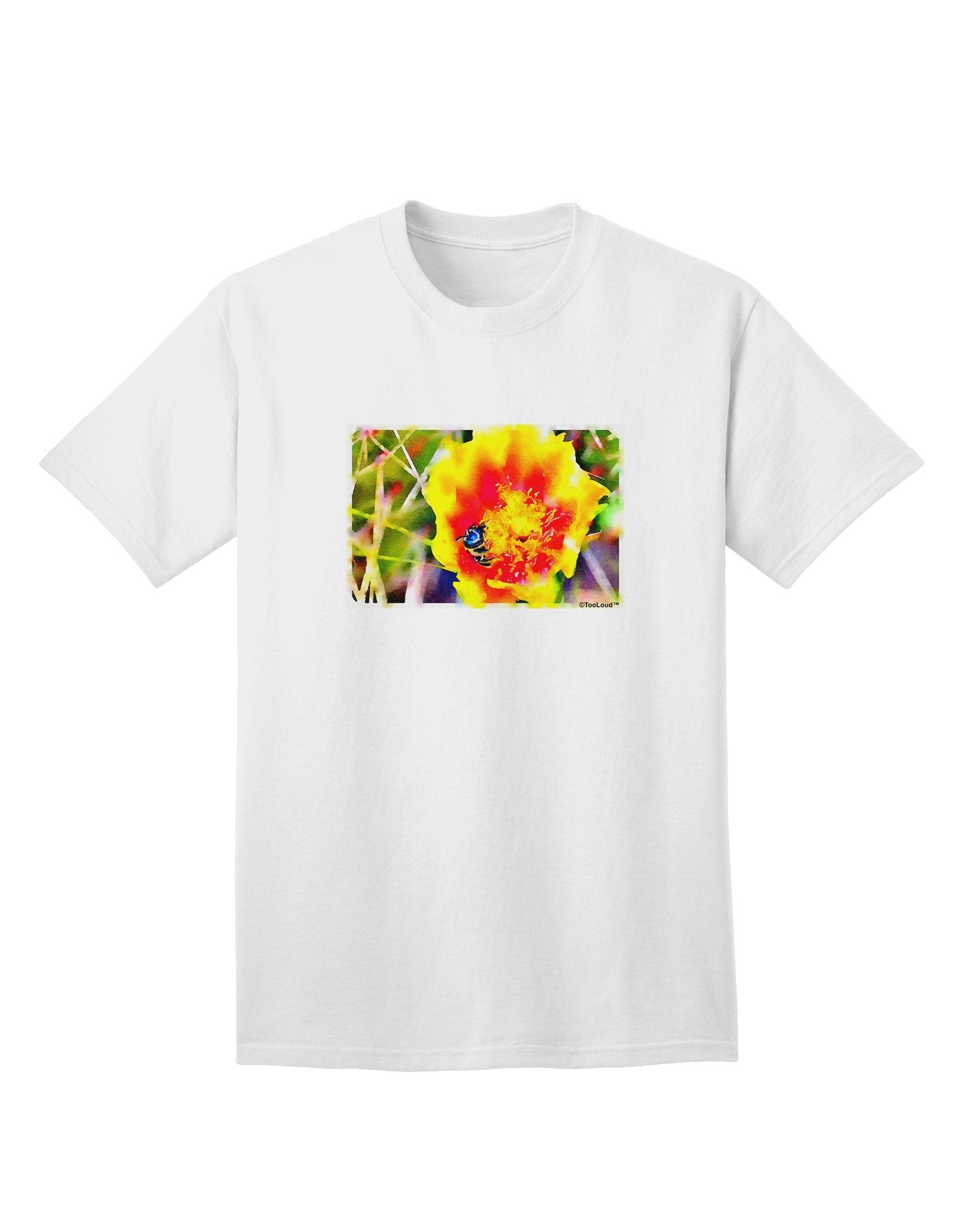 Bee Cactus Watercolor - Premium Adult T-Shirt for Artistic Expression-Mens T-shirts-TooLoud-White-Small-Davson Sales