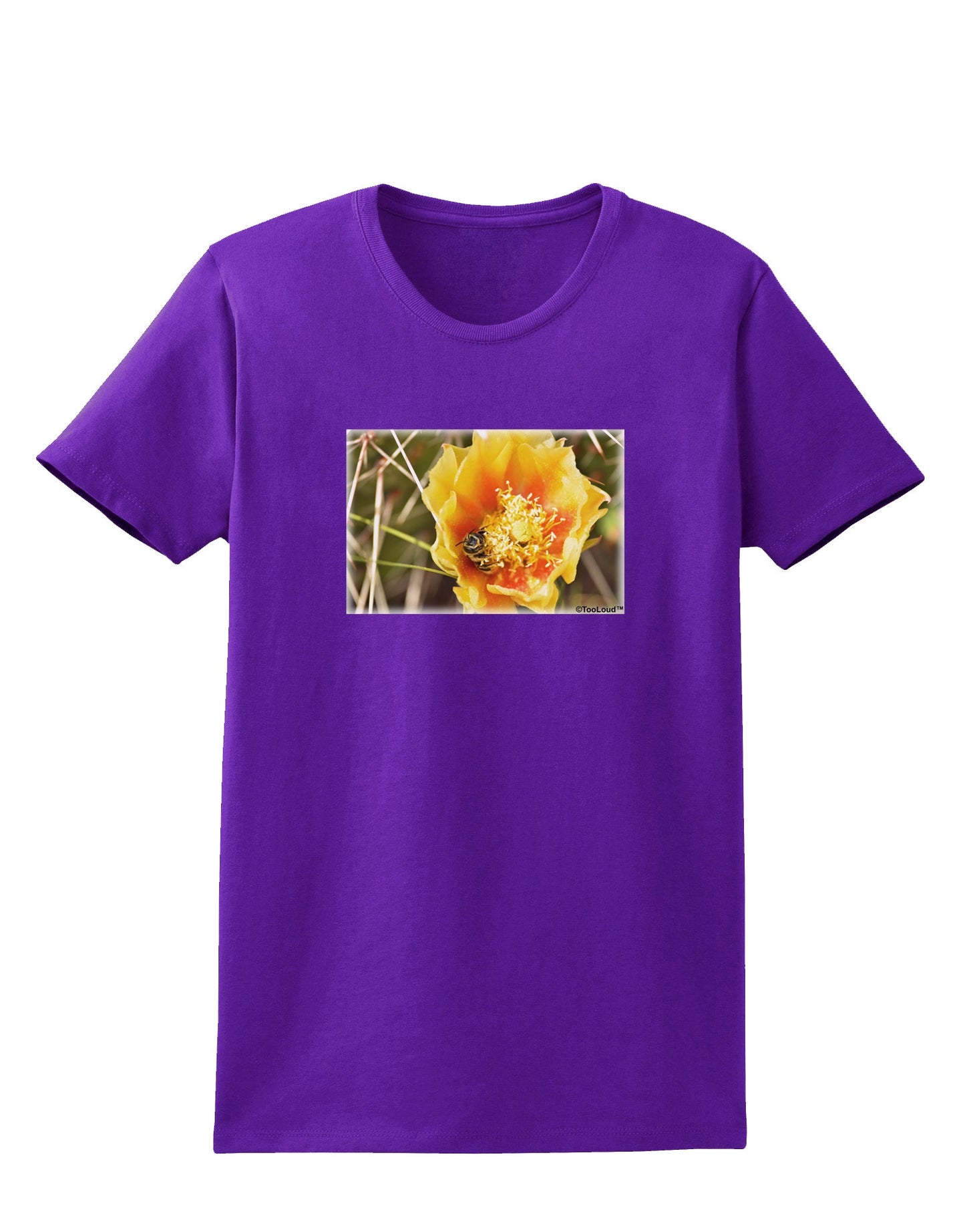 Bee Cactus Womens Dark T-Shirt-TooLoud-Purple-X-Small-Davson Sales