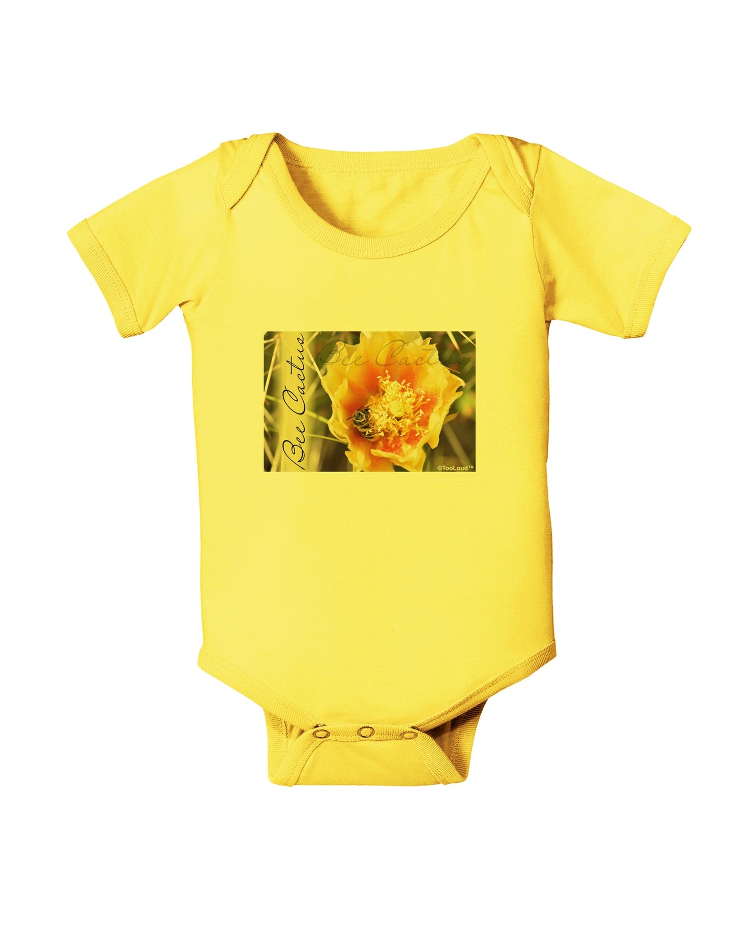Bee Cactus with Text Baby Romper Bodysuit-Baby Romper-TooLoud-Yellow-06-Months-Davson Sales