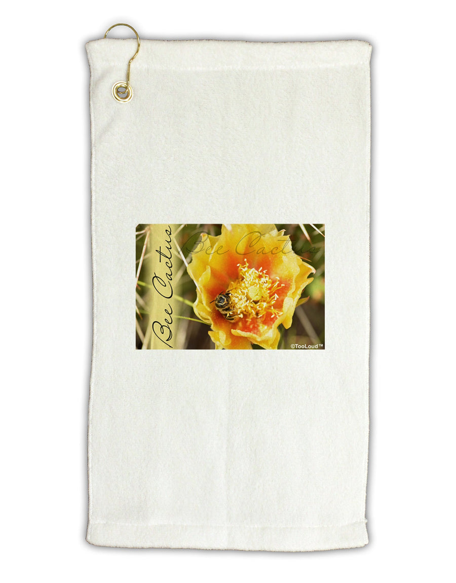 Bee Cactus with Text Micro Terry Gromet Golf Towel 16 x 25 inch-Golf Towel-TooLoud-White-Davson Sales