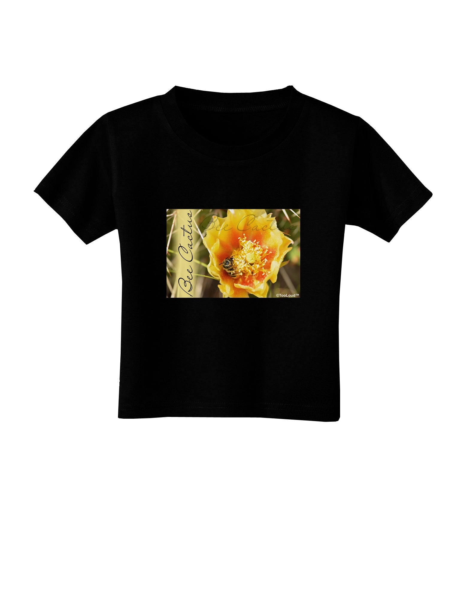 Bee Cactus with Text Toddler T-Shirt Dark-Toddler T-Shirt-TooLoud-Black-2T-Davson Sales
