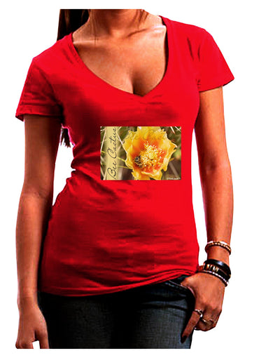 Bee Cactus with Text Womens V-Neck Dark T-Shirt-Womens V-Neck T-Shirts-TooLoud-Red-Juniors Fitted Small-Davson Sales