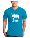 Beer Animal Adult Dark V-Neck T-Shirt-TooLoud-Turquoise-Small-Davson Sales