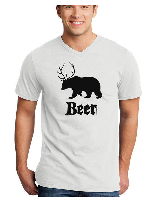 Beer Animal Adult V-Neck T-shirt-Mens V-Neck T-Shirt-TooLoud-White-Small-Davson Sales