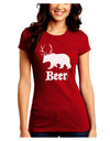 Beer Animal Juniors Petite Crew Dark T-Shirt-T-Shirts Juniors Tops-TooLoud-Red-Juniors Fitted Small-Davson Sales