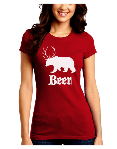 Beer Animal Juniors Petite Crew Dark T-Shirt-T-Shirts Juniors Tops-TooLoud-Red-Juniors Fitted Small-Davson Sales