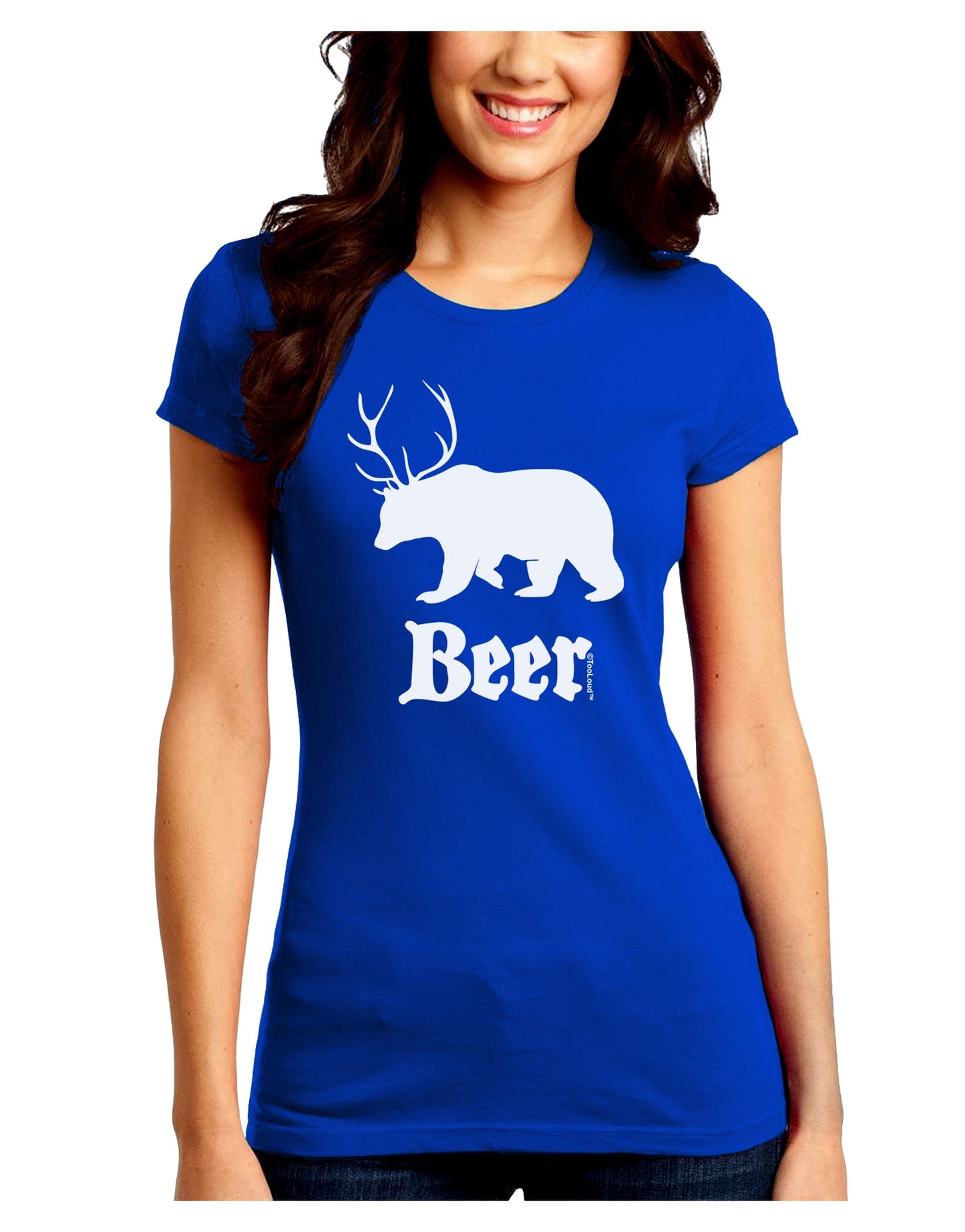 Beer Animal Juniors Petite Crew Dark T-Shirt-T-Shirts Juniors Tops-TooLoud-Royal-Blue-Juniors Fitted Small-Davson Sales
