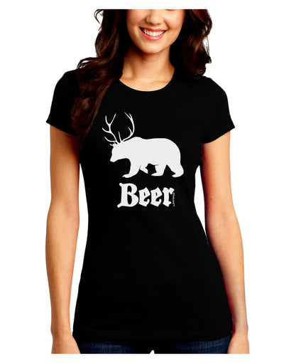 Beer Animal Juniors Petite Crew Dark T-Shirt-T-Shirts Juniors Tops-TooLoud-Black-Juniors Fitted Small-Davson Sales