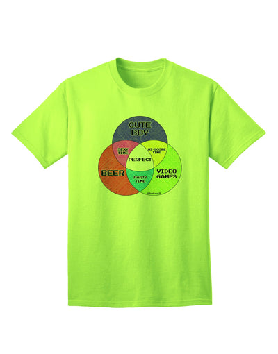 Beer Boy and Games Diagram - Premium Adult T-Shirt for Gaming Enthusiasts-Mens T-shirts-TooLoud-Neon-Green-Small-Davson Sales