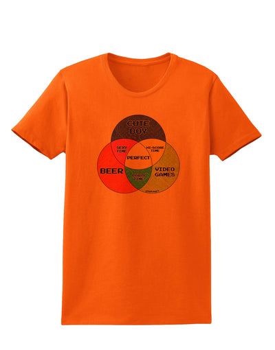 Beer Boy and Games Diagram Womens T-Shirt-Womens T-Shirt-TooLoud-Orange-X-Small-Davson Sales