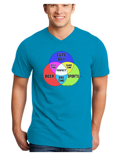 Beer Boy and Sports Diagram Adult Dark V-Neck T-Shirt-TooLoud-Turquoise-Small-Davson Sales