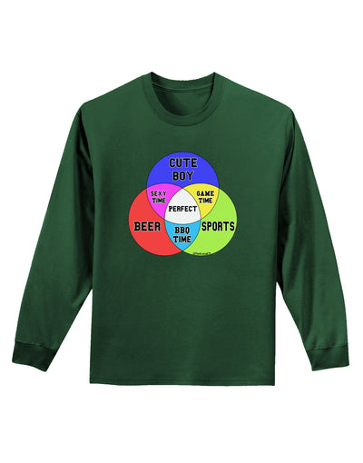 Beer Boy and Sports Diagram Adult Long Sleeve Dark T-Shirt-TooLoud-Dark-Green-Small-Davson Sales