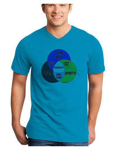 Beer Boy and Sports Diagram Adult V-Neck T-shirt-Mens V-Neck T-Shirt-TooLoud-Turquoise-Small-Davson Sales