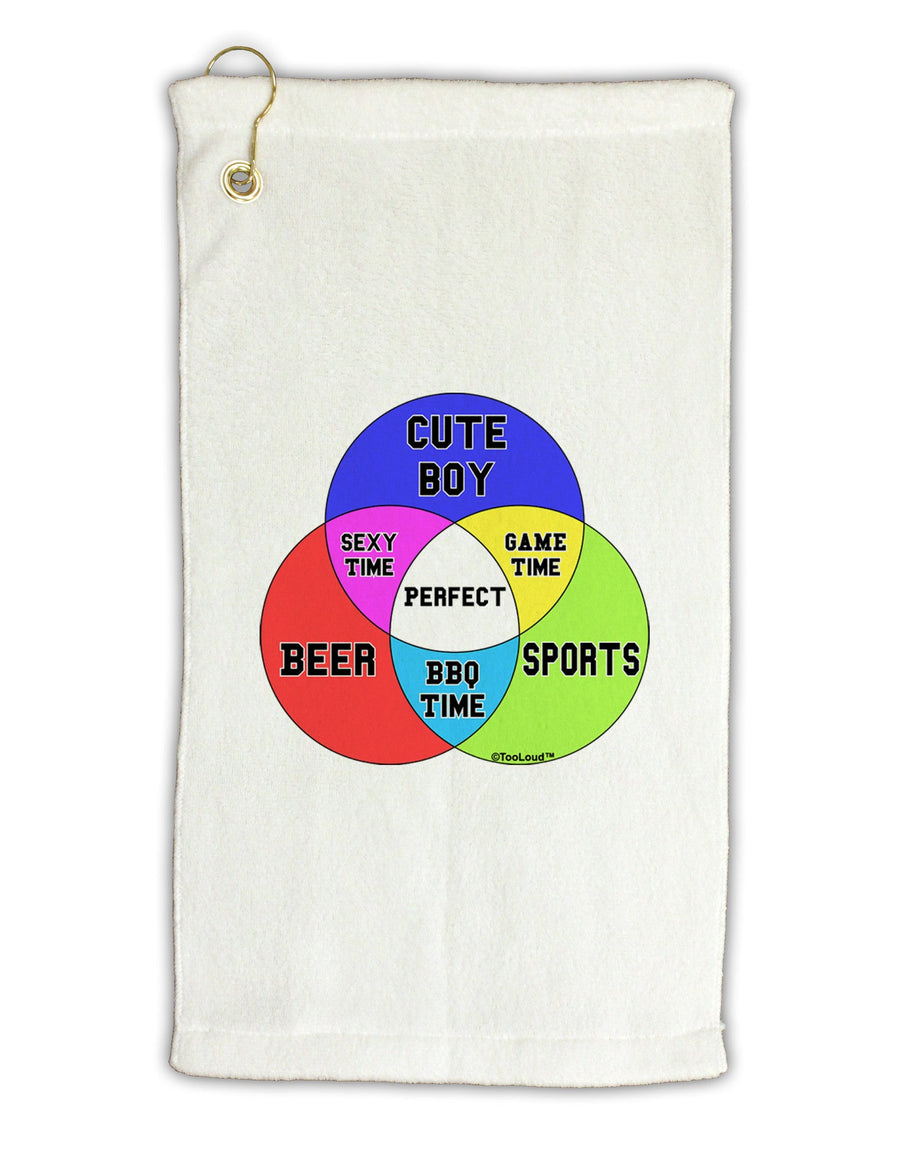 Beer Boy and Sports Diagram Micro Terry Gromet Golf Towel 11&#x22;x19-Golf Towel-TooLoud-White-Davson Sales