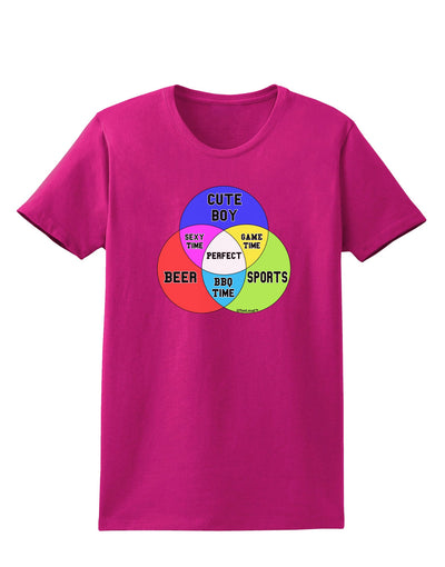 Beer Boy and Sports Diagram Womens Dark T-Shirt-TooLoud-Hot-Pink-Small-Davson Sales