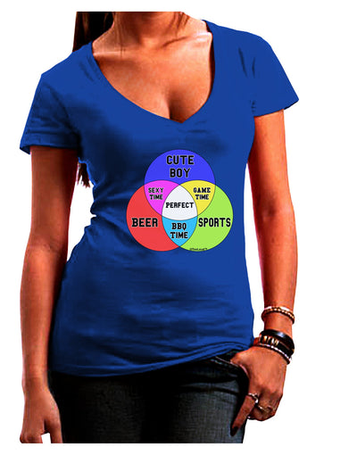 Beer Boy and Sports Diagram Womens V-Neck Dark T-Shirt-Womens V-Neck T-Shirts-TooLoud-Royal-Blue-Juniors Fitted Small-Davson Sales