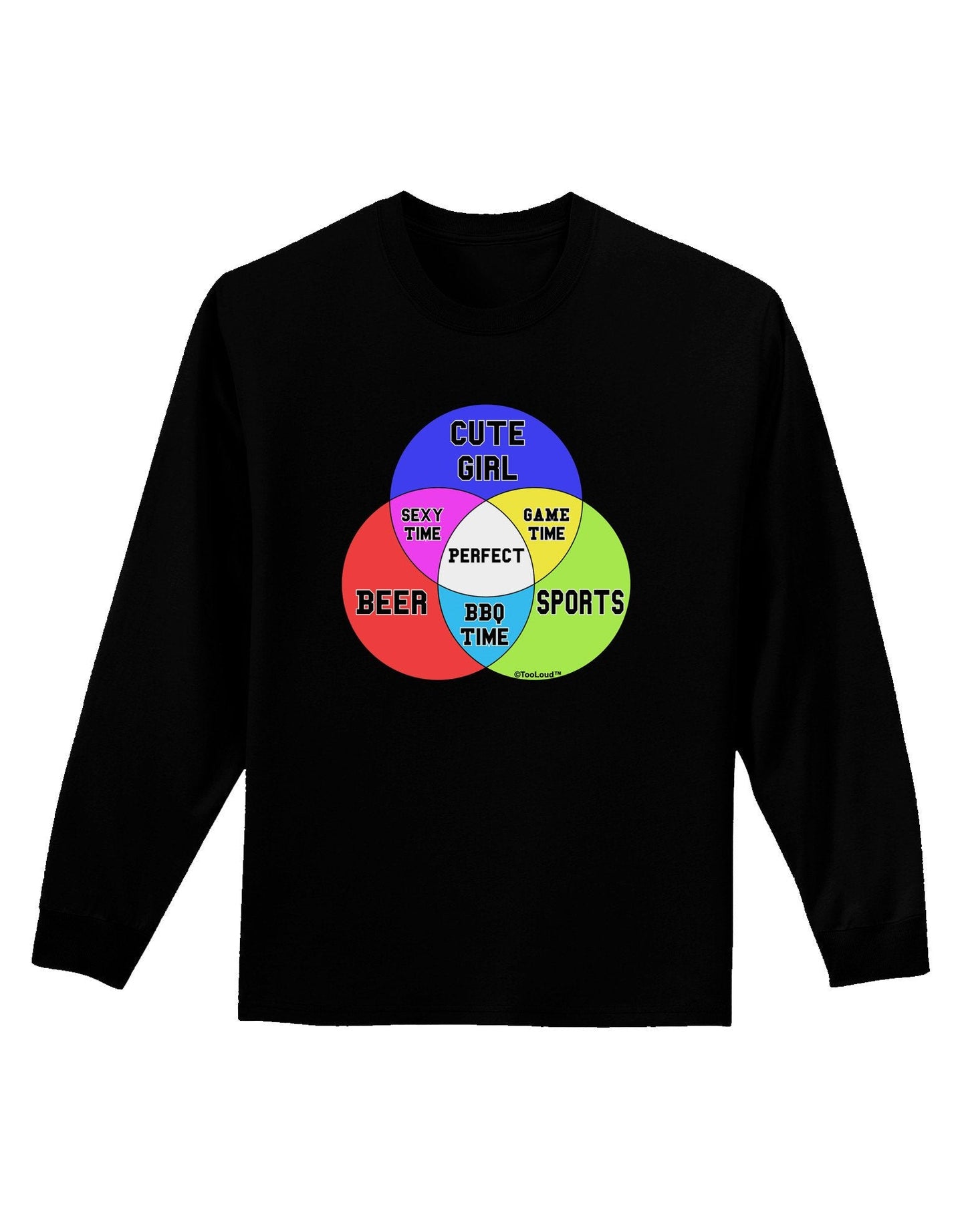 Beer Girl and Sports Diagram Adult Long Sleeve Dark T-Shirt-TooLoud-Black-XX-Large-Davson Sales