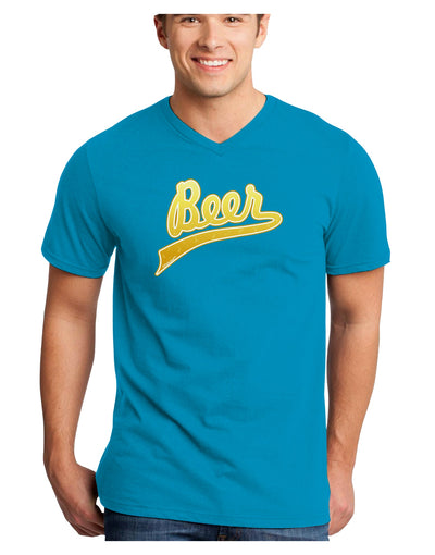 Beer Jersey Adult Dark V-Neck T-Shirt-TooLoud-Turquoise-Small-Davson Sales