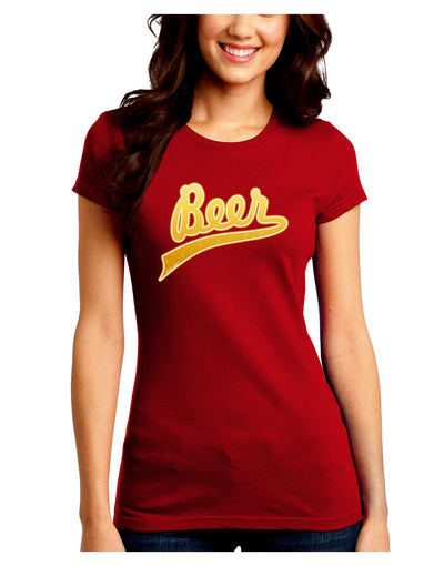 Beer Jersey Juniors Petite Crew Dark T-Shirt-T-Shirts Juniors Tops-TooLoud-Red-Juniors Fitted Small-Davson Sales