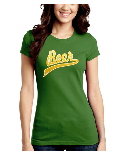 Beer Jersey Juniors Petite Crew Dark T-Shirt-T-Shirts Juniors Tops-TooLoud-Kiwi-Green-Juniors Fitted Small-Davson Sales