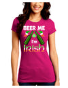 Beer Me I'm Irish Juniors Petite Crew Dark T-Shirt-T-Shirts Juniors Tops-TooLoud-Hot-Pink-Juniors Fitted Small-Davson Sales