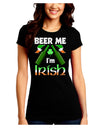 Beer Me I'm Irish Juniors Petite Crew Dark T-Shirt-T-Shirts Juniors Tops-TooLoud-Black-Juniors Fitted Small-Davson Sales