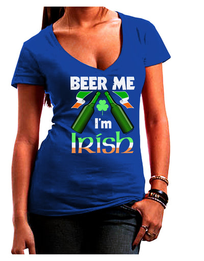 Beer Me I'm Irish Womens V-Neck Dark T-Shirt-Womens V-Neck T-Shirts-TooLoud-Royal-Blue-Juniors Fitted Small-Davson Sales