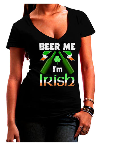 Beer Me I'm Irish Womens V-Neck Dark T-Shirt-Womens V-Neck T-Shirts-TooLoud-Black-Juniors Fitted Small-Davson Sales