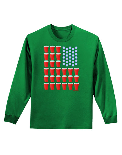 Beer Pong Flag Adult Long Sleeve Dark T-Shirt-TooLoud-Kelly-Green-Small-Davson Sales