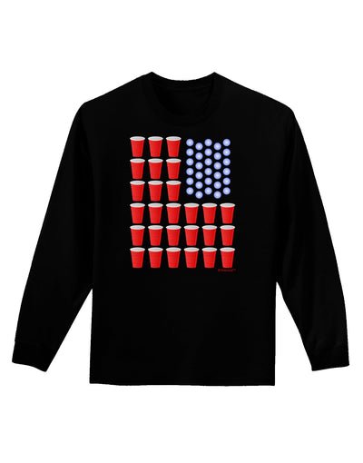 Beer Pong Flag Adult Long Sleeve Dark T-Shirt-TooLoud-Black-Small-Davson Sales