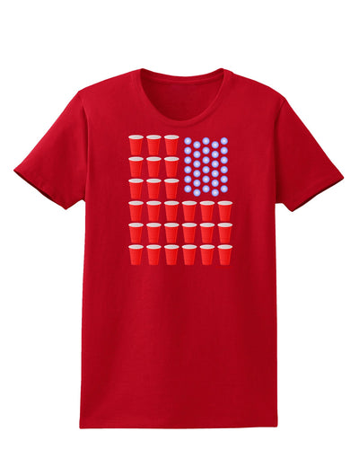 Beer Pong Flag Womens Dark T-Shirt-TooLoud-Red-X-Small-Davson Sales