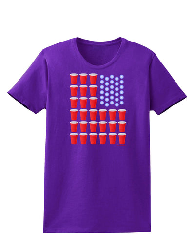 Beer Pong Flag Womens Dark T-Shirt-TooLoud-Purple-X-Small-Davson Sales